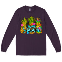 Plum hello summer pineapple Long Sleeve Tee - Jasminsmagicworld