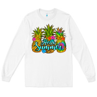 White hello summer pineapple Long Sleeve Tee - Jasminsmagicworld
