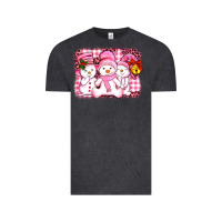 Vintage Black chillin pink   with my snowmies  ado Vintage Tee - AdoDesignShop