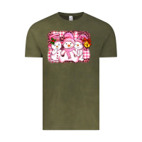 Vintage Olive chillin pink   with my snowmies  ado Vintage Tee - AdoDesignShop