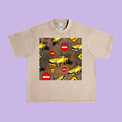 Asphalt Paver Seamless Pattern Urban Heavy Tee Designed By Bundleandbundleshop
