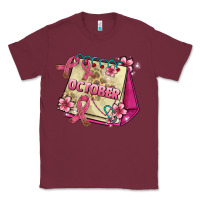 Burgundy pink cancer ribbon and october calendar Classic Tee - AdoDesignShop