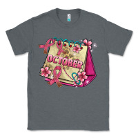 Charcoal Heather pink cancer ribbon and october calendar Classic Tee - AdoDesignShop