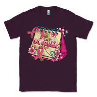Plum pink cancer ribbon and october calendar Classic Tee - AdoDesignShop