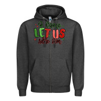 Charcoal Heather o come let us adore him christmas Zipper Hoodie - MaliasSmallBusiness