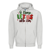 Dove Grey o come let us adore him christmas Zipper Hoodie - MaliasSmallBusiness