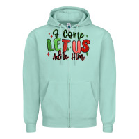 Seafoam o come let us adore him christmas Zipper Hoodie - MaliasSmallBusiness