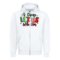 White o come let us adore him christmas Zipper Hoodie - MaliasSmallBusiness