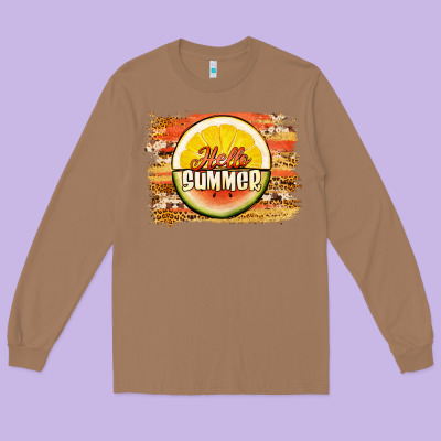 Hello Summer Watermelon Lemon Long Sleeve Tee Designed By Jasminsmagicworld