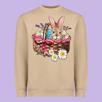 Easter Bunny And Basket Heavyweight Sweatshirt Designed By Adodesignshop