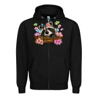 Black raccoon with flowers Zipper Hoodie - MaliasSmallBusiness