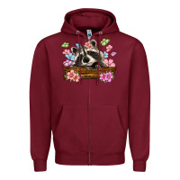 Raccoon With Flowers Zipper Hoodie | Teevron