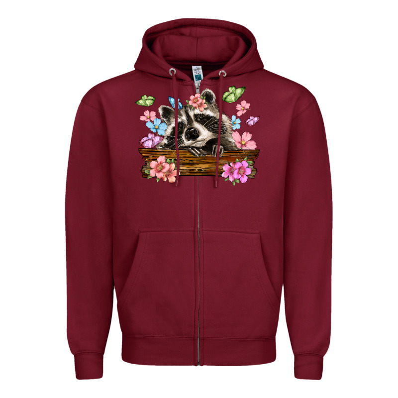 Raccoon With Flowers Zipper Hoodie by MaliasSmallBusiness | Teevron