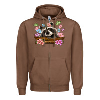 Chestnut raccoon with flowers Zipper Hoodie - MaliasSmallBusiness