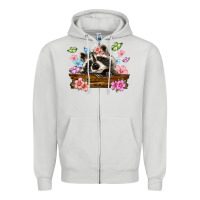 Dove Grey raccoon with flowers Zipper Hoodie - MaliasSmallBusiness