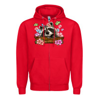 Red raccoon with flowers Zipper Hoodie - MaliasSmallBusiness