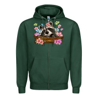 Sports Green raccoon with flowers Zipper Hoodie - MaliasSmallBusiness