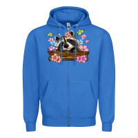 True Royal raccoon with flowers Zipper Hoodie - MaliasSmallBusiness