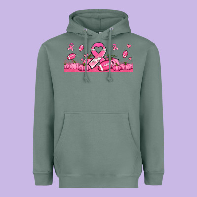 Breast Cancer American Football Heavyweight Hoodie Designed By Jasminsmagicworld