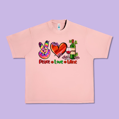 Peace Love Wine Urban Heavy Tee Designed By Adodesignshop