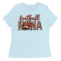 Baby Blue football nana with leopard Ladies Tee - texasbilliewilder