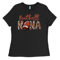 Black football nana with leopard Ladies Tee - texasbilliewilder