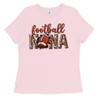 Bubblegum Pink football nana with leopard Ladies Tee - texasbilliewilder