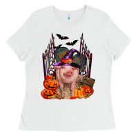 White Pig halloween Ladies Tee - RanaPortraitStore