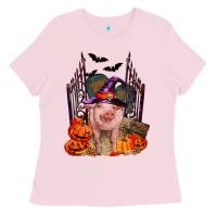 Bubblegum Pink Pig halloween Ladies Tee - RanaPortraitStore