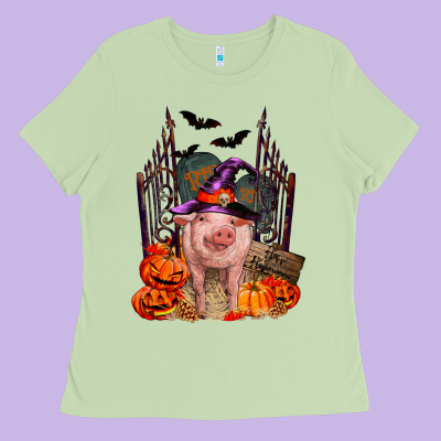 Ladies Tee Pig halloween