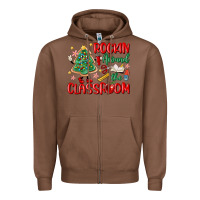 Chestnut rockin around the clasroom teacher Zipper Hoodie - MaliasSmallBusiness