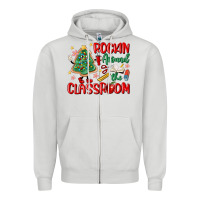 Dove Grey rockin around the clasroom teacher Zipper Hoodie - MaliasSmallBusiness