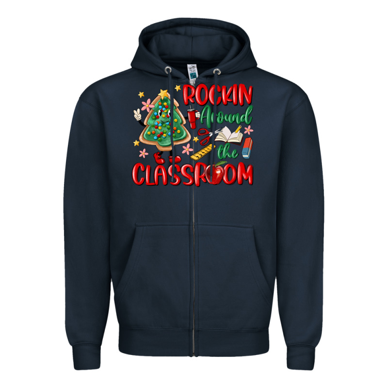 Rockin Around The Clasroom Teacher Zipper Hoodie by MaliasSmallBusiness | Teevron