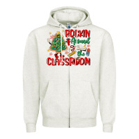 Oatmeal Heather rockin around the clasroom teacher Zipper Hoodie - MaliasSmallBusiness