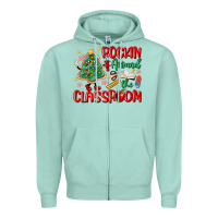 Seafoam rockin around the clasroom teacher Zipper Hoodie - MaliasSmallBusiness