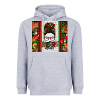 Heather Grey Christmas merry mama messy bun Heavyweight Hoodie - Jasminsmagicworld