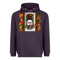 Plum Christmas merry mama messy bun Heavyweight Hoodie - Jasminsmagicworld