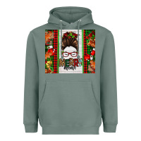 Sage Christmas merry mama messy bun Heavyweight Hoodie - Jasminsmagicworld