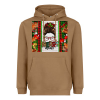 Christmas Merry Mama Messy Bun Heavyweight Hoodie | Teevron