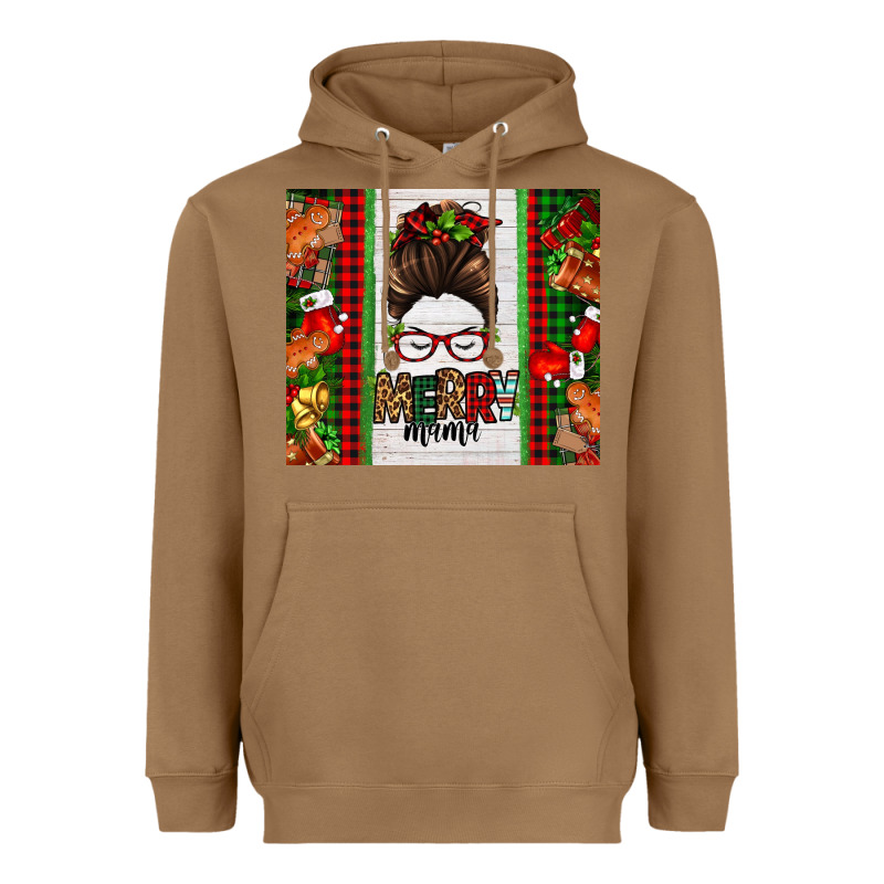 Christmas Merry Mama Messy Bun Heavyweight Hoodie by Jasminsmagicworld | Teevron