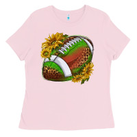 Bubblegum Pink footballwithsunflowers Ladies Tee - texasbilliewilder