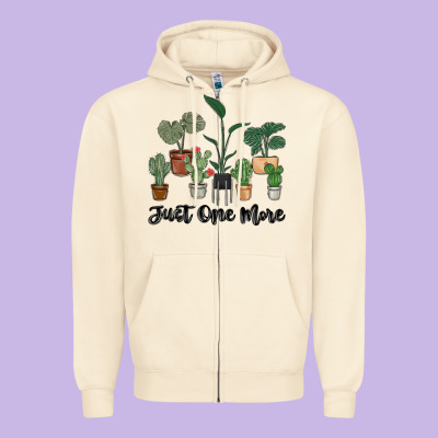 Just One More Plant Zipper Hoodie Designed By Maliassmallbusiness