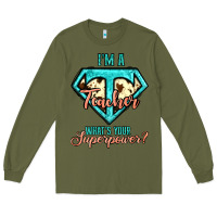 Army Green i'm a teacher what's your superpower cowhide Long Sleeve Tee - Jasminsmagicworld