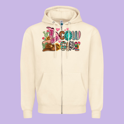 Western Cowgirl Zipper Hoodie Designed By Maliassmallbusiness