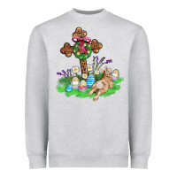Heather Grey religious easter bunny cross Heavyweight Sweatshirt - AdoDesignShop