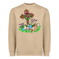 Religious Easter Bunny Cross Heavyweight Sweatshirt | Teevron