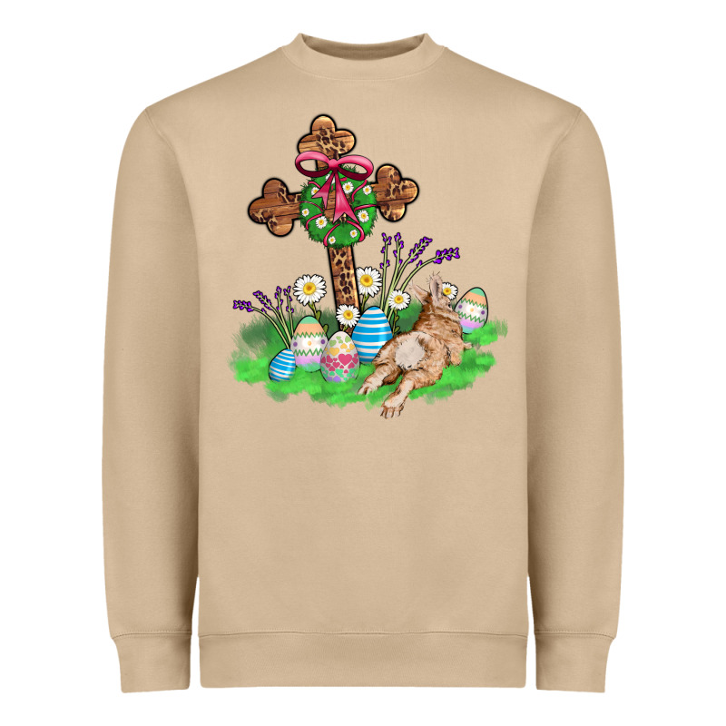 Religious Easter Bunny Cross Heavyweight Sweatshirt by AdoDesignShop | Teevron
