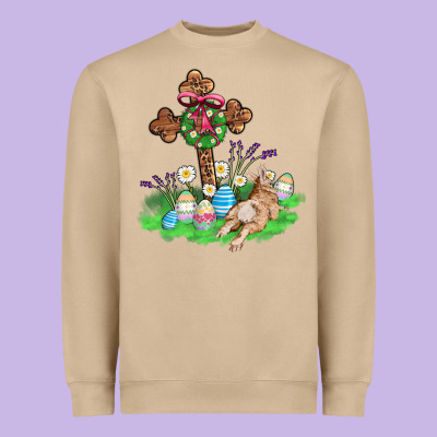 Religious Easter Bunny Cross Heavyweight Sweatshirt Designed By Adodesignshop
