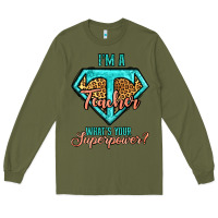 Army Green i'm a teacher what's your superpower leopard Long Sleeve Tee - Jasminsmagicworld