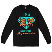 Black i'm a teacher what's your superpower leopard Long Sleeve Tee - Jasminsmagicworld